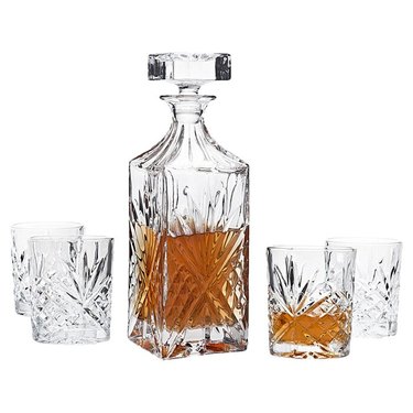 Godinger Silver Art Co. Scotland 5-Piece Crystal Whiskey Decanter Set