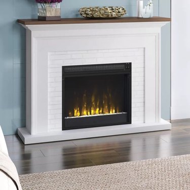 A white electric fireplace