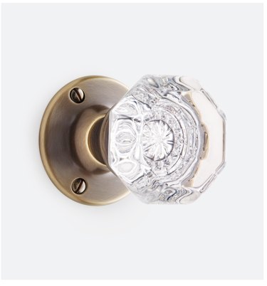 crystal doorknob with brass hardware