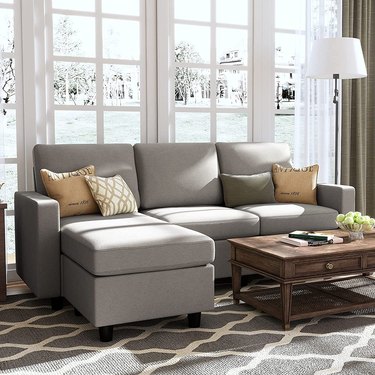 gray sectional in living room