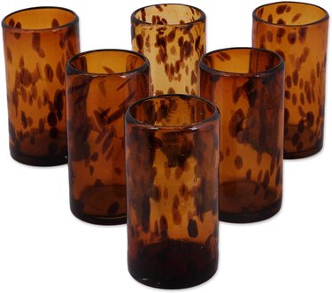Novica Hand Blown Brown Recycled Glass Water Glasses