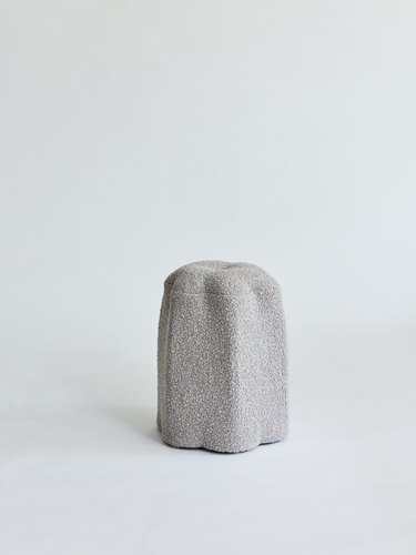small bouclé stool in taupe color