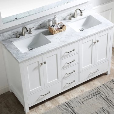 traditional white and marble vanity
