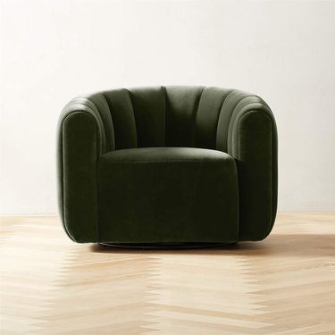 CB2 Fitz Green Velvet Swivel Chair