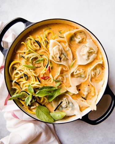 Healthy Nibbles Red Curry Wonton Soup With Zucchini Noodles