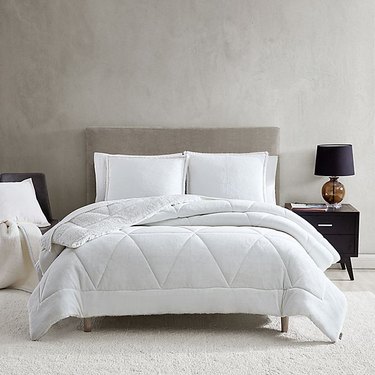 plush white bedding set