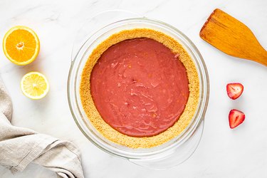Graham cracker crust with strawberry citrus filling