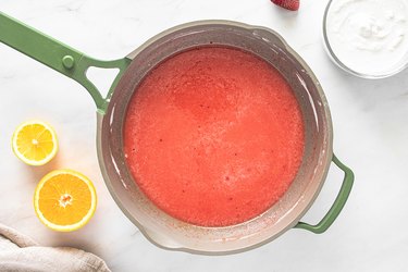 Whisk fruit juices and dry ingredients in a saucepan