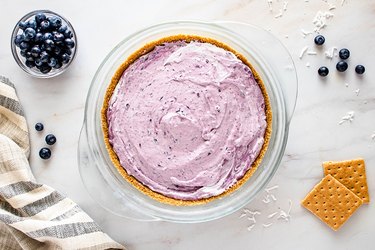 Blueberry cream in graham cracker pie crust