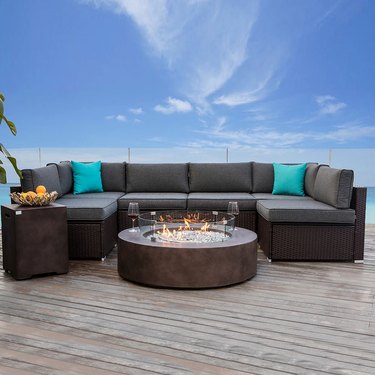 Cosiest 9-Piece Patio Sofa Set With Fire Pit Table