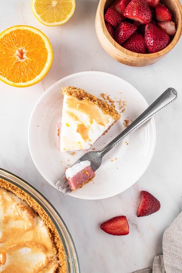 Strawberry citrus meringue pie