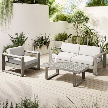 West Elm Portside Outdoor Sofa, Lounge Chair, and Coffee Table Set