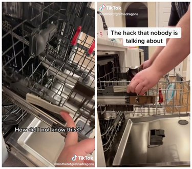 dishwasher tab hack for tall glasses