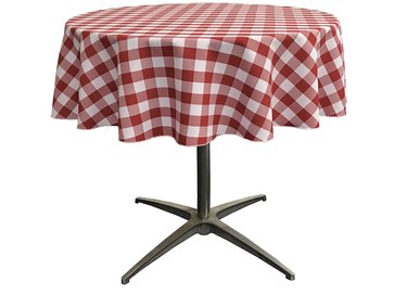 red and white checkered tablecloth on table