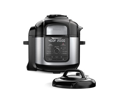 black and silver pressure cooker