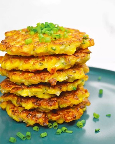 stack of corn fritters