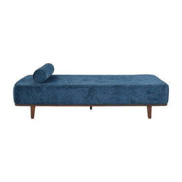 blue chaise lounge with dark legs