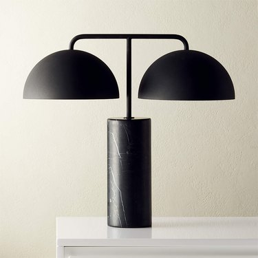 cb2 domes black marble table lamp