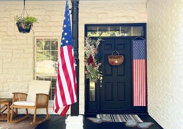 patriotic front door flower installation