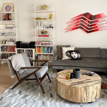 Decorated Living Room with Couch, Chair, and Table