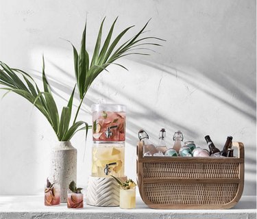 rattan beverage tub and drinks