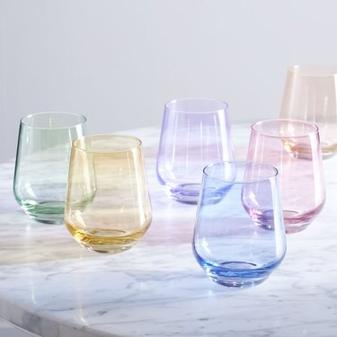 west elm pastel rainbow wine glasses