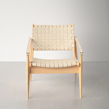 white woven leather chair