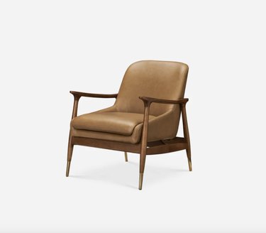 leather armchair with wood