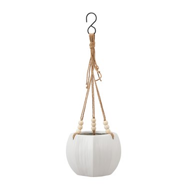 white ceramic hanging planter