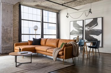 faux distressed vegan leather sectional