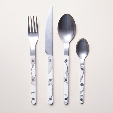 flatware set with white ivory design