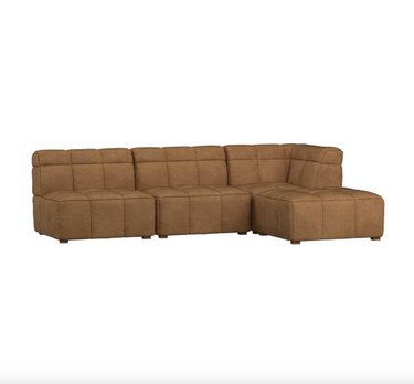 modular caramel faux vegan leather sofa