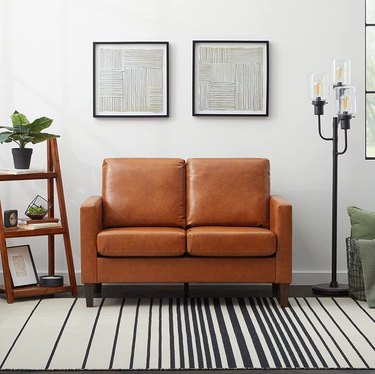faux camel leather loveseat