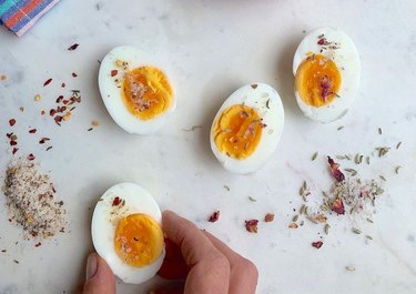 hard boiled eggs with seasoned salt
