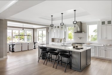 white cabinets and light