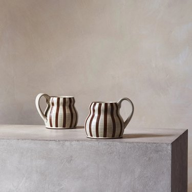 aimee song white and brown striped mug