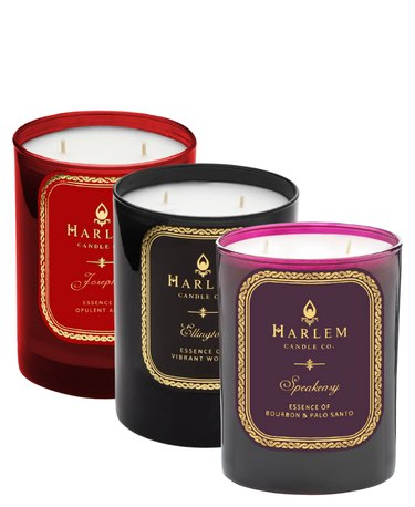 three candles in various colors