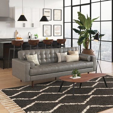faux leather gray sofa