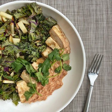 rhubarb tofu and greens