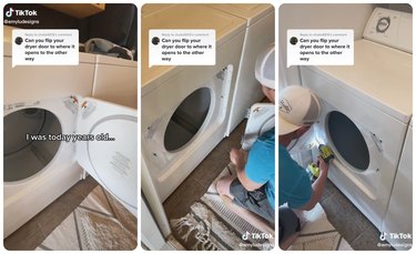 screenshots of tiktok video reversing dryer door