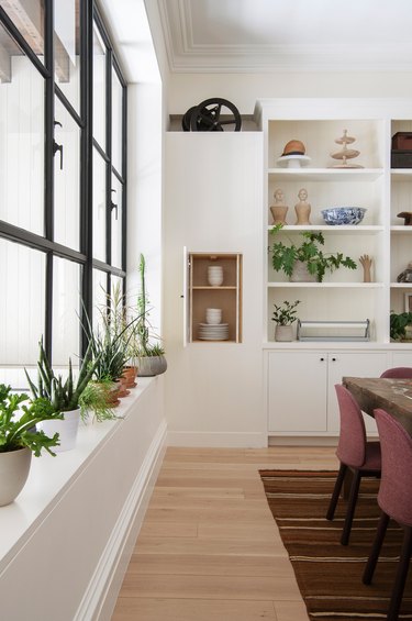 Kitchen shiplap on shelves