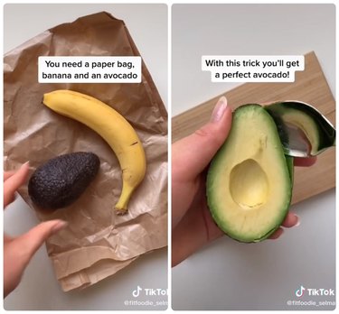 Ripen avocados with a paper bag and banana