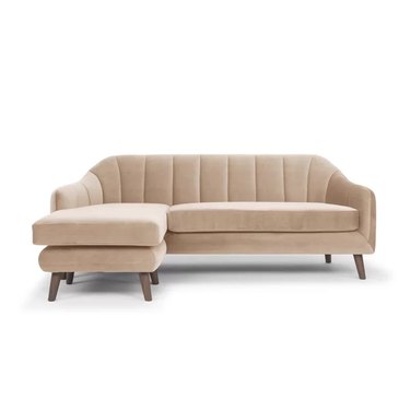 Blush pink velvet sectional sofa