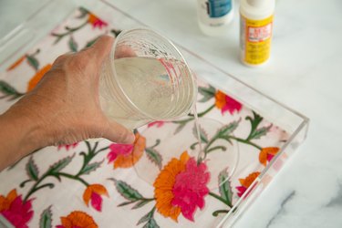 DIY acrylic tray with fabric and resin