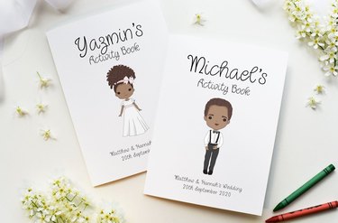 Two kids' wedding activity books
