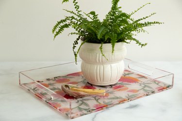 DIY acrylic tray with fabric and resin