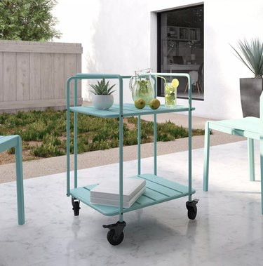 blue outdoor bar cart