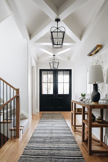 farmhouse entryway with long runner