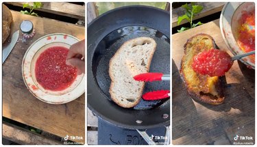 Tomato toast with tomato pulp and bread