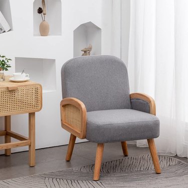 gray and bamboo chair